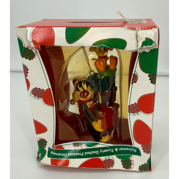 Warner Brothers Studio Looney Tunes Sylvester & Tweety Stacked Presents Ornament - Picture 5 of 8